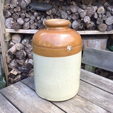 Old Vintage Antique Large Brown 4 Gallon Stoneware Storage Jar 16.5” Tall