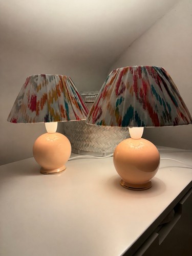 Pair tapered drum bedside - of,