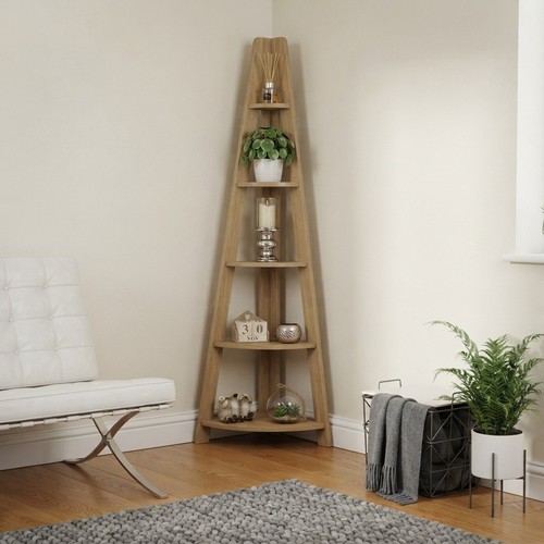 Stylish oak shelf - oak, 5-shelf