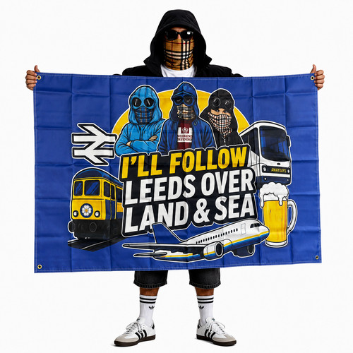 Leeds flag 5x3ft over - over, land