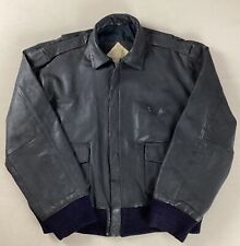 Vintage Leather Flight Jacket Bomber Jacket Goatskin Black Size XL