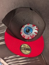Mishka NYC Keep Watch Eyeball Hat Men 7 3/8 Black Red 59Fifty New Era Fitted Cap