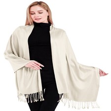 CJ Apparel Cream Solid Colour Design Shawl Seconds Scarf Wrap Stole Pashmina NEW