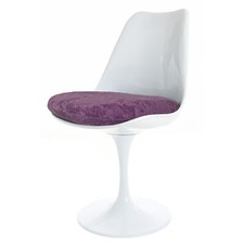 White Tulip Swivel Side Chair with Luxurious Purple cushion - Chelsea