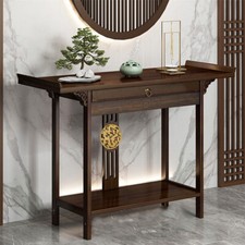 High Polish Totem Narrow Console Table Hallway Table with Pull Drawer & Shelf XL