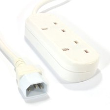 1m IEC C14 to 2 Way Gang UK Mains Sockets Lead UPS Power Splitter [008150]