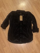 New Lucky Brand Velour Jacket Grey Crinklecut look Womens Sz M Trucker Boyfriend