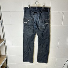 G Star Raw Jeans Mens W33 L34 Blue Blade Loose Straight Fit Button Fly Denim