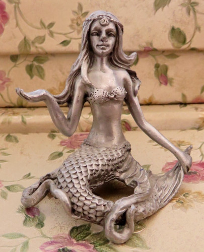 Pewter mermaid ornament statue - ornament,
