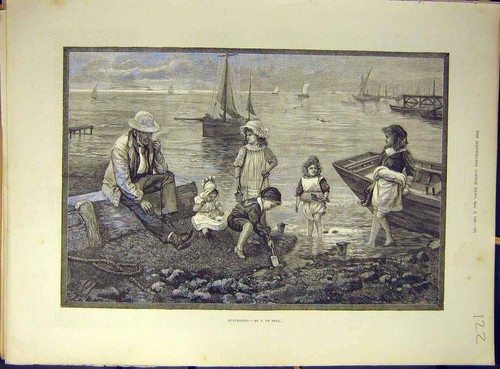 Original old antique print - old,