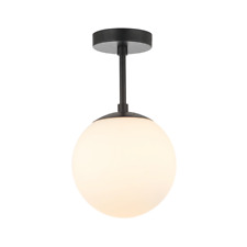 Traditional Glass Globe IP44 Bathroom Ceiling Light Fixture in Matt Black by ...
