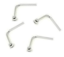 4 x L Shape Sterling Silver 1.5mm Ball Nose Studs Piercing New Body Jewellery