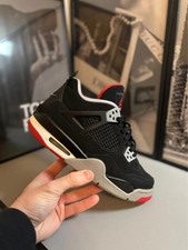 Jordan 4 Retro Bred GS (2019) Black/White/Cement Grey/Fire Red 408452-060 UK 5.5