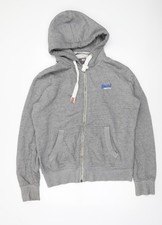 Superdry Men’s Grey Full Zip Hoodie XL Orange Label Fleece Sweatshirt