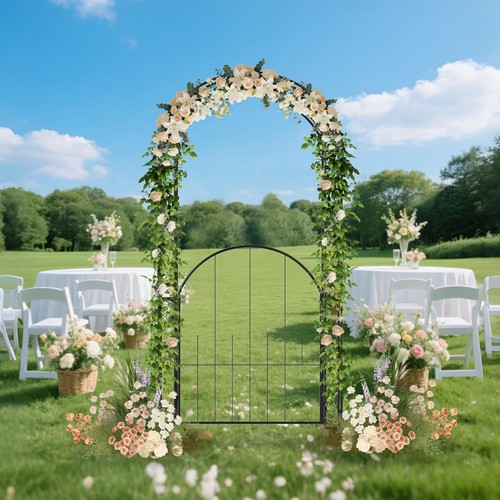 Metal arbor archway with gate - with,