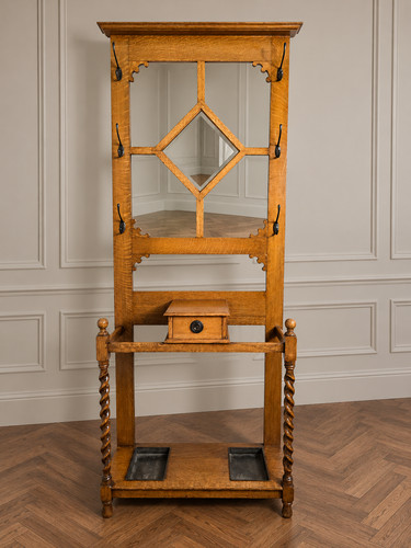 Antique golden oak hall - antique,