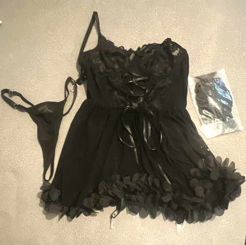 Women black babydoll gown - black,