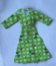 Vintage 1970s Matchbox Disco Girls Green Gingham Dress