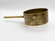 ANTIQUE BRASS ENAMEL MAGNIFYING GLASS EGYPTIAN DESIGN LARGE DEEP DESIGN