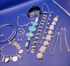 Large x14 Joblot Bundle 925 Sterling Silver Bracelet. Turquoise. Charm. 221g