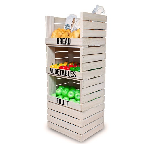 Drop front crate display stand - crate,