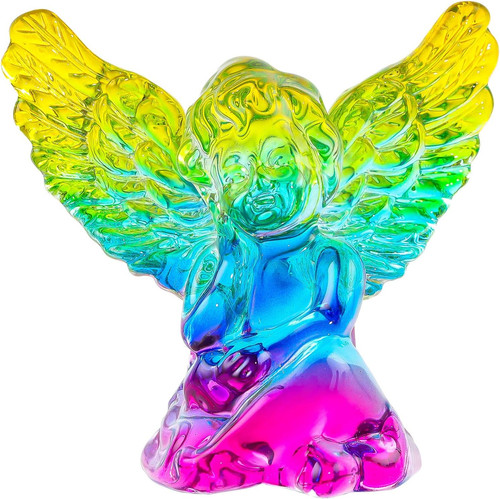 Colorful glass angel figurines - colorful,