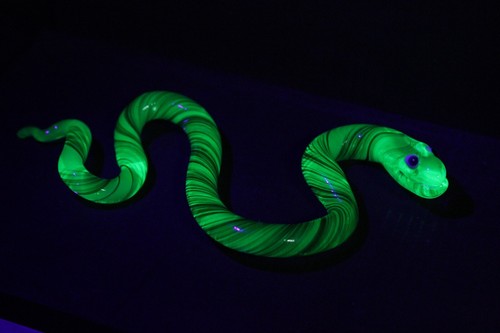 Uranium glass snake figurine - glass,