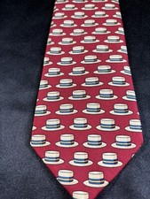 Brooks Brothers Makers Tie Geometric River Boat Hat Red L:55” W:3.5” Preppy