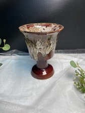 Vintage West German drip  glazed plant pot Scheurich chocolate brown 