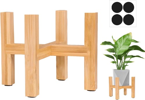 Wooden plant stand - wooden, pot
