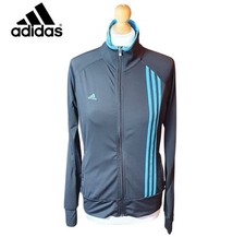 Adidas Women's Size 10 Full Zip Training Top Black Activewear Top Thumb Holes