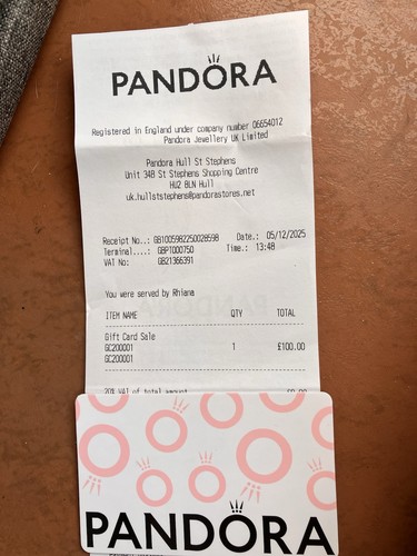 100 pandora voucher - £100, voucher.