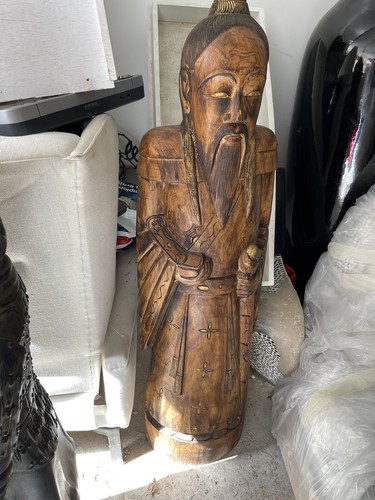 Antique wood deity - antique, chinese