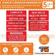 Forklift Safety Sticker Kit | 5 Operator Reminder Decals | Plant Hire Vinyl Set
