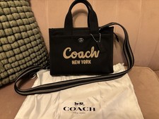 Pre Loved Coach Cargo Tote Bag 26 Small. Black With Contrast Embroidery