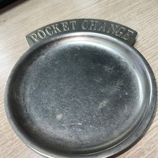 Pocket Change Trinket Coin Dish Silver Tone on Metal Vintage