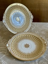 Brown Westhead Moore? Ridgway? Gold Opulent Cabinet or Cake Serving Plates PAIR