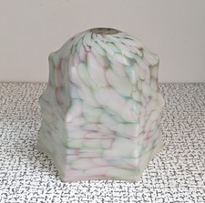 Vintage Art Deco Opaque Pink Green Marbled Pendant Milk Glass Lampshade Light