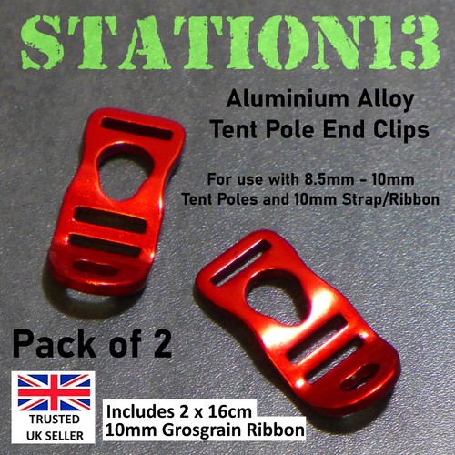 Aluminium tent pole end - aluminium, clips