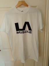 LA Muscle T-Shirt  white Colour With LA Muscle Logo  size medium 38"