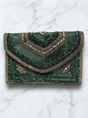 Emerald green beaded jeweled - emerald,