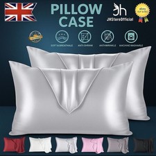 2 Pack Satin Silk Pillowcase For Hair & Skin Pillow Cases Cover Pair UK