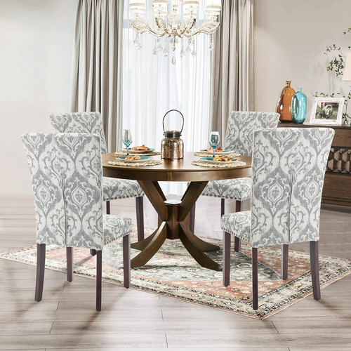 Elegant gray damask dining - gray,