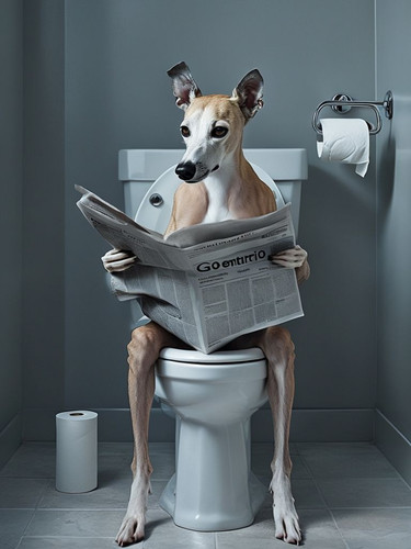 Greyhound toilet metal - on,