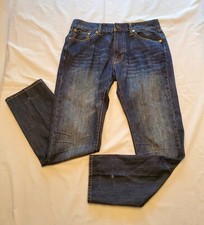 Christian Audigier Denim Blue Jeans Straight Leg Mens Size 32x32 Dark Vtg Wash 