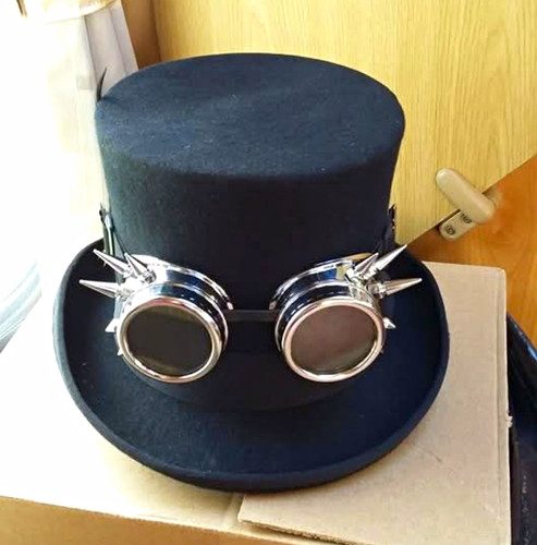 Black steampunk top hat - top,