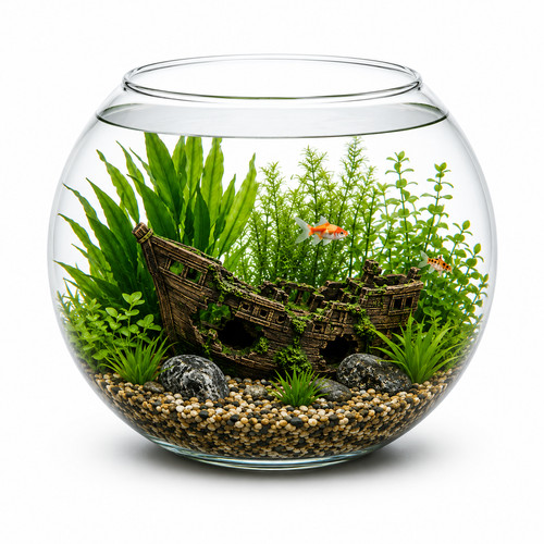 Glass goldfish bowl fish vase - glass,