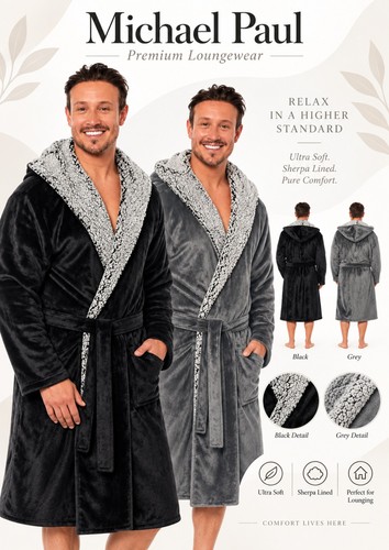 Mens soft cozy - luxury, hooded