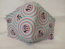 DISNEY 'MINNIE MOUSE' RAINBOWS DESIGN HANDMADE COTTON FACE MASK, WOMEN / GIRLS