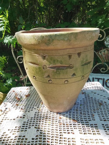 Old hand thrown clay fluted - hand,